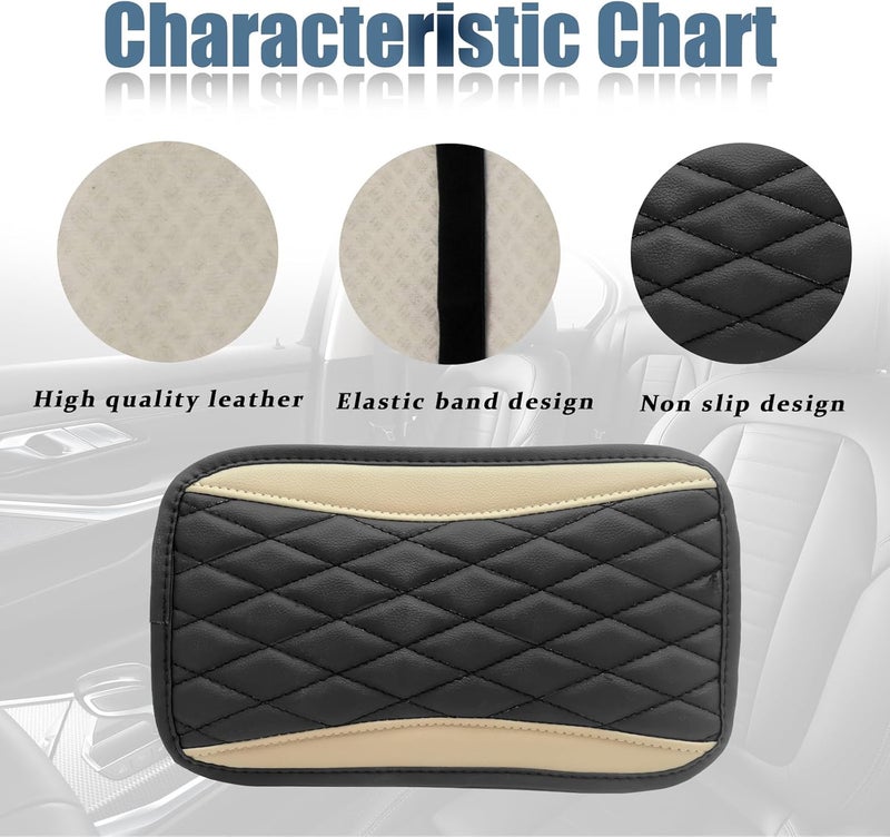 Vrasly Car Center Console Cover, Universal Leather Waterproof Armrest Seat Box Cover Protector, Comfortable Car Decor Accessories Fit for Most Cars, Vehicles, SUVs-khaki - Image 4